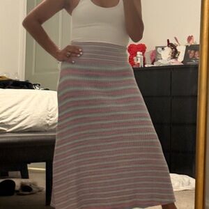 Chic Striped Midi Dress in Pastel Hues